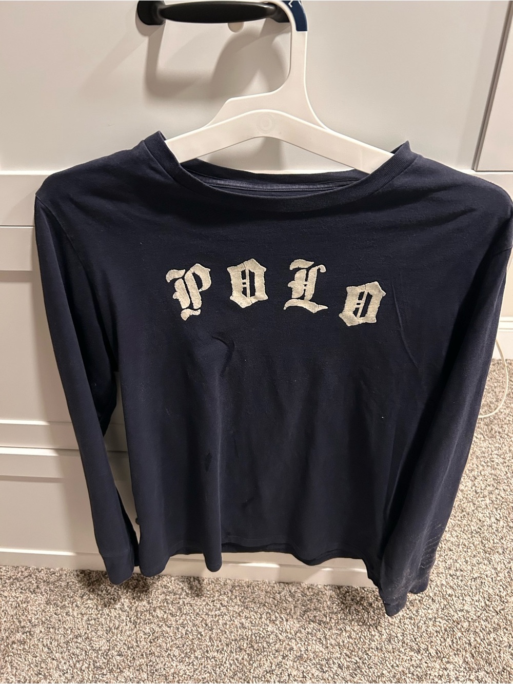 Polo by Ralph Lauren Navy Long Sleeve Tee with White Logo